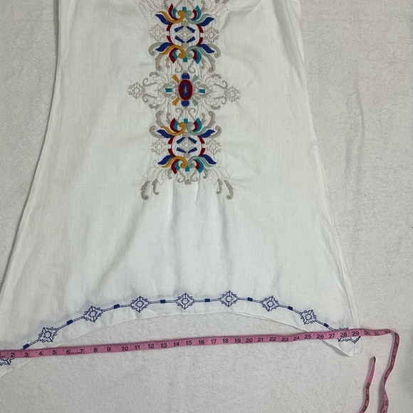 Johnny Was Asymmetrical Blue and White Embroidered Sleeveless Tunic Size M - Picture 9 of 15